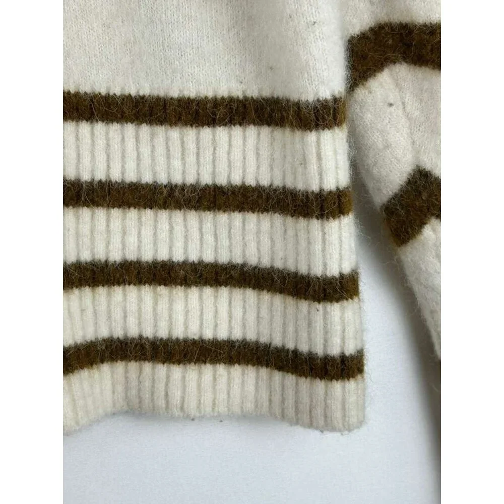 Banana Republic Women's Medium Stripe Puff Sleeve Wool & Alpaca Blend Sweater - Picture 11 of 12